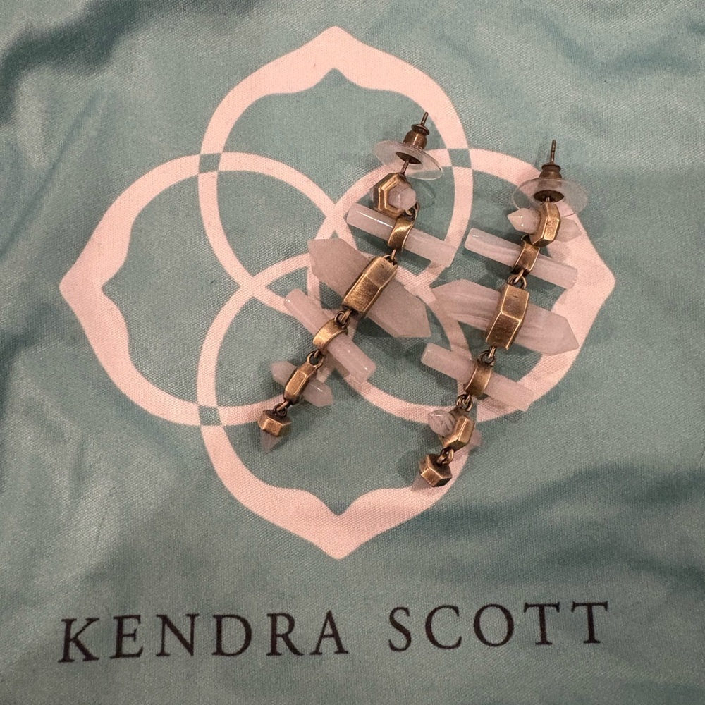Kendra Scott Crystal Chip Drop Earrings in Antique Gold